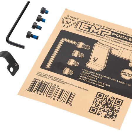 Strike Industries EMPCLIPR Magazine Pocket Clip  Stainless Steel Black for SI EMP Mag Extension Right Hand