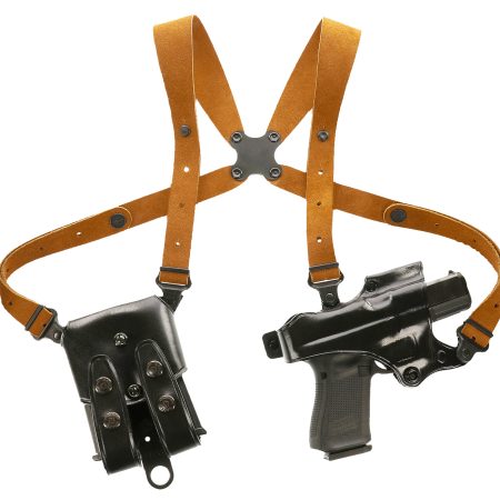 Galco JR212B Jackass Rig Shoulder System Shoulder Size Fits Chest Up To 56" Black Leather Harness Fits 1911 Right Hand