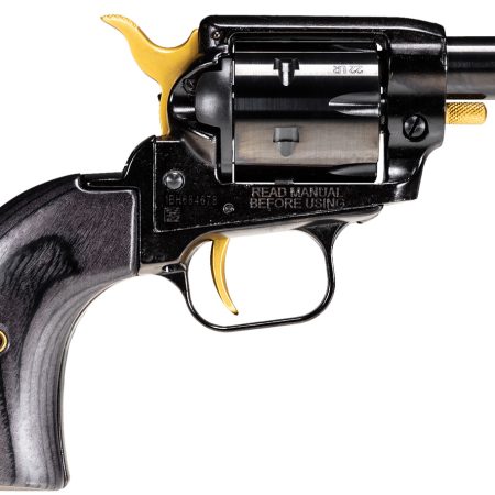 Heritage Mfg BK22B2-GLD Barkeep  22 LR 6 Shot, 2.68" Black Oxide Steel Barrel, Black Oxide w/Gold Controls Zinc Alloy Frame, Black Oxide Cylinder, Black Laminate Grip, Manual Safety, Exposed Hammer