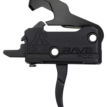 Rise Armament T017PCCBLK Rave Pistol Caliber Carbine Single-Stage Curved Trigger with 3.50 lbs Draw Weight & Black Nitride Finish for AR-Platform