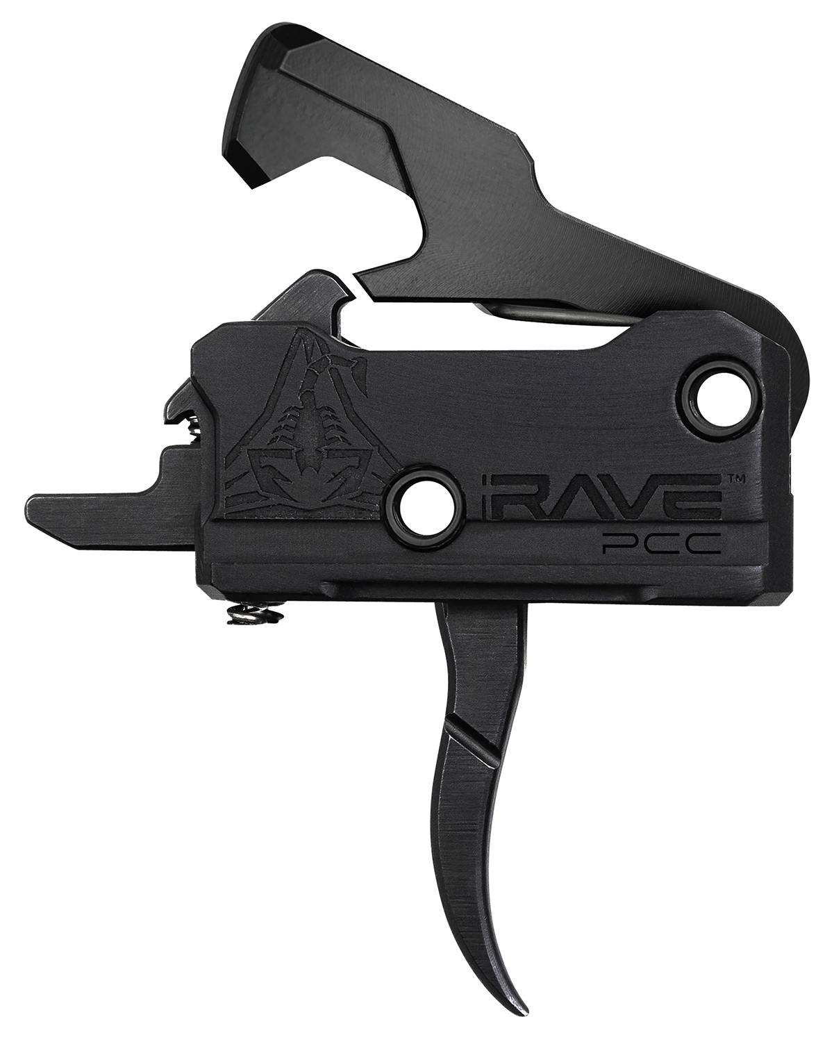 Rise Armament T017PCCBLK Rave Pistol Caliber Carbine Single-Stage Curved Trigger with 3.50 lbs Draw Weight & Black Nitride Finish for AR-Platform