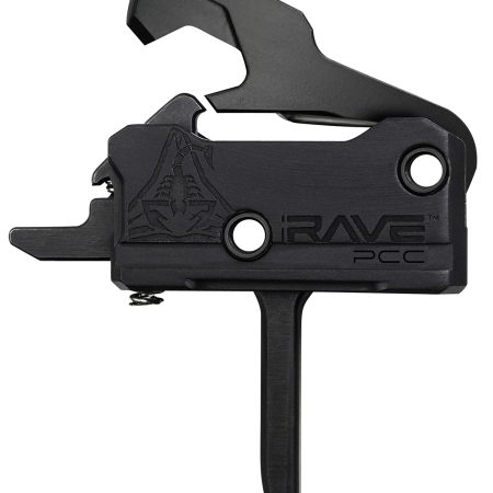 Rise Armament T017FPCCBLK Rave Pistol Caliber Carbine Single-Stage Flat Trigger with 3.50 lbs Draw Weight & Black Nitride Finish for AR-Platform