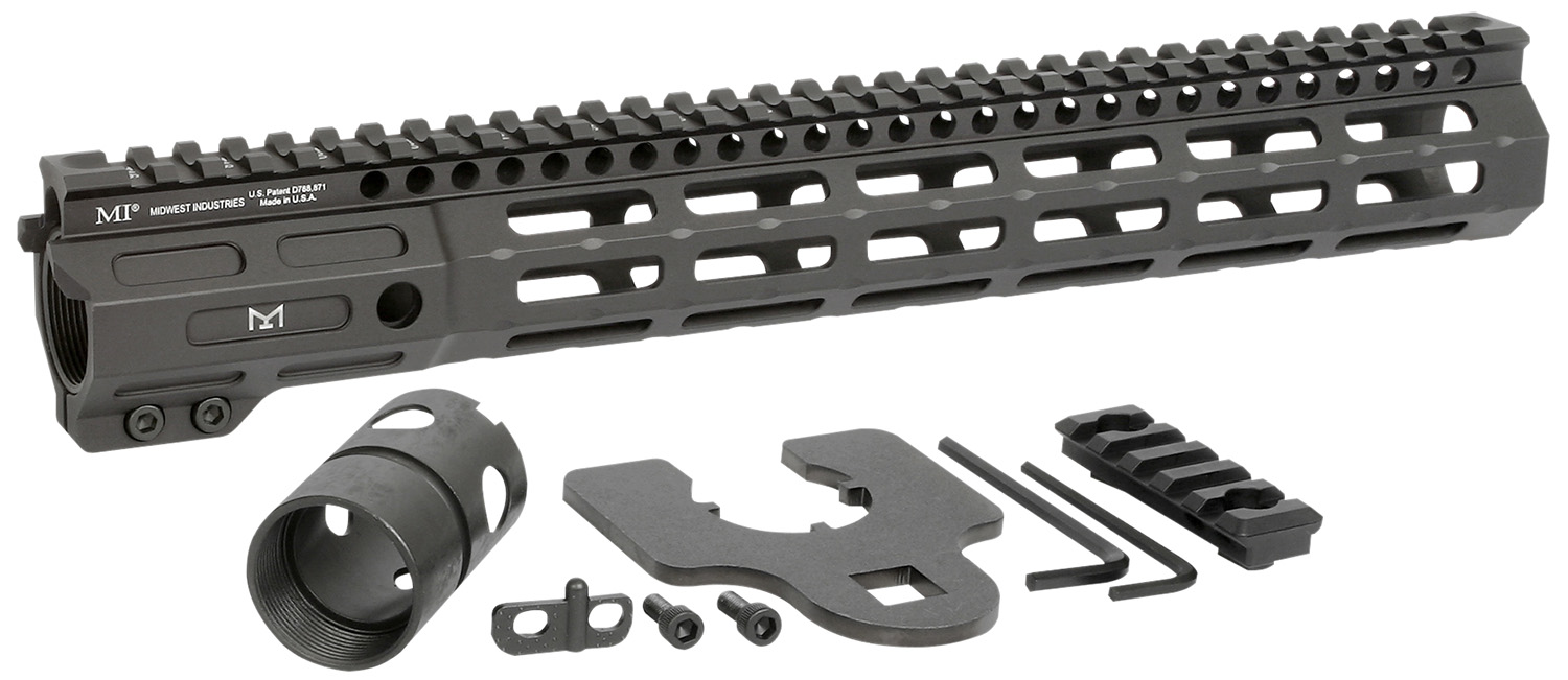 Midwest Industries MINF135 Night Fighter 13.50" M-LOK Black Hardcoat Anodized Aluminum Includes Barrel Wrench, Nut, & 5 Slot Rail