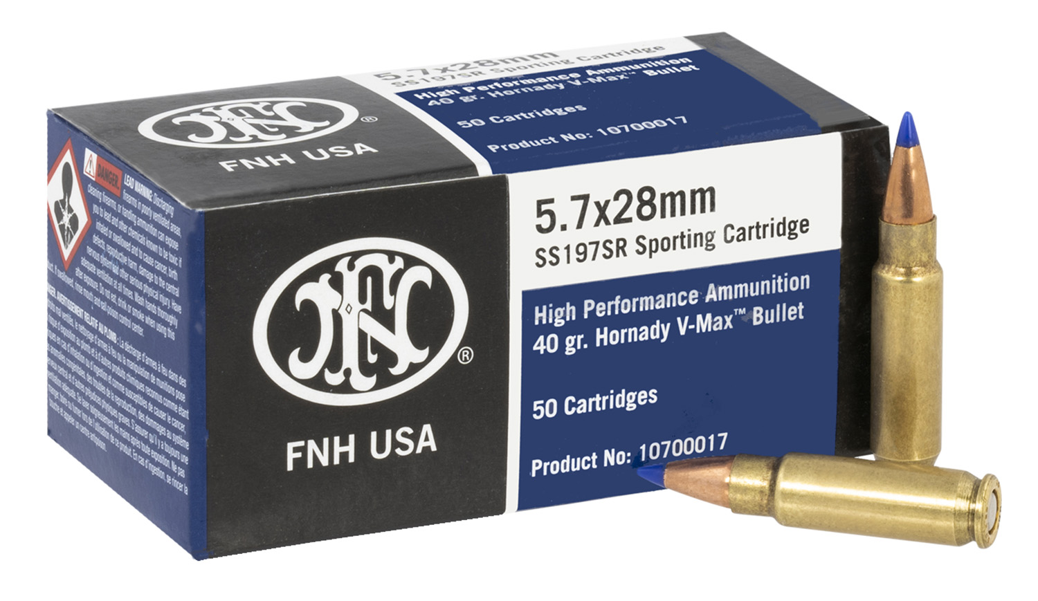 FN 10700017 High Performance 5.7x28mm 40gr Hornady V Max 50 Per Box/10 Case