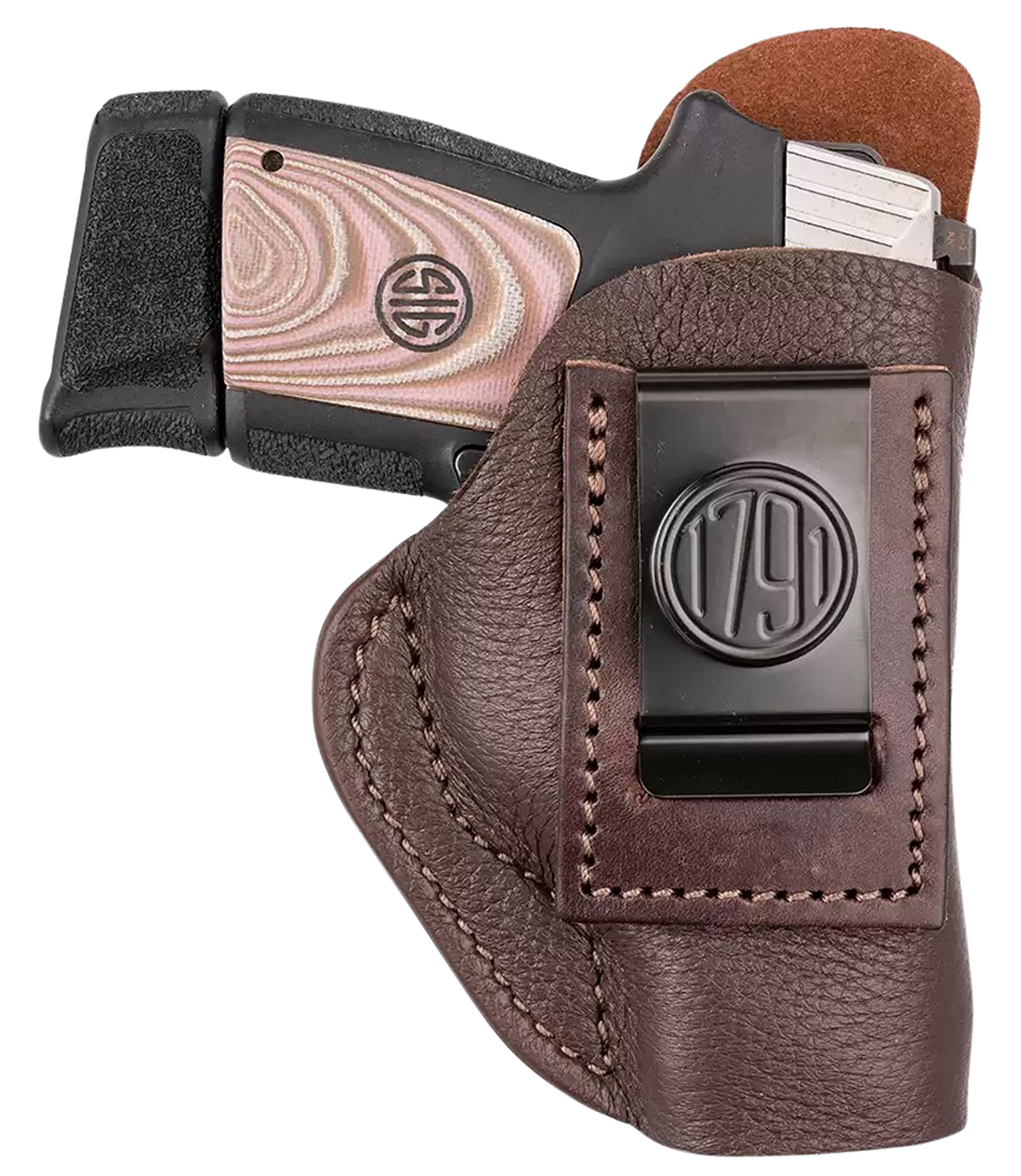1791 Gunleather FCD3BRWL Fair Chase IWB Size 03 Classic Brown Deer Hide Belt Clip Compatible w/Ruger LC9/Glock 42/43/43X Left Hand