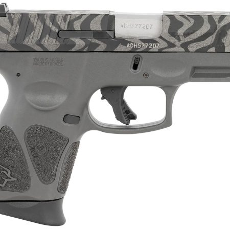 Taurus 1G3C931GZEB G3C  Compact Frame 9mm Luger 12+1 3.26" Matte Stainless Steel Barrel, Gray w/Zebra Stripes Serrated Steel Slide, Black Polymer Frame w/Picatinny Rail, Black Polymer Grip, Right Hand