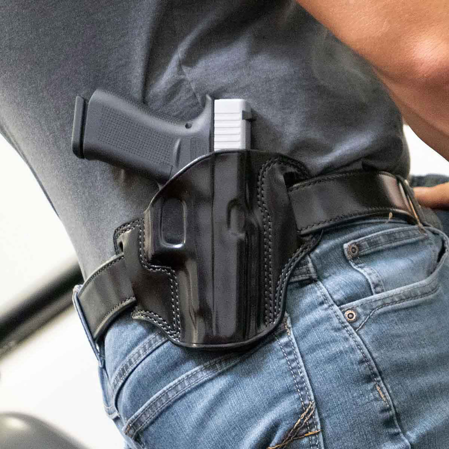 Galco CM876B Combat Master OWB Black Leather Belt Slide Fits Springfield Hellcat Pro Right Hand