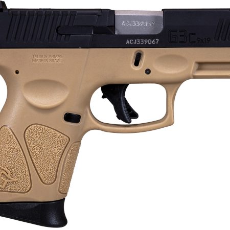 Taurus 1G3CP931T G3C  9mm Luger Caliber with 3.26" Barrel, 12+1 Capacity, Brown Polymer with Picatinny Rail Frame, Serrated Matte Black Tenifer Steel with T.O.R.O Optic Cut Slide, & Brown Polymer Grip