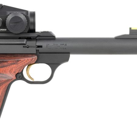 Browning 051580490 Buck Mark Hunter 22 LR 10+1 5.90" Bull/Threaded/Muzzle Brake Barrel, Matte Black Serrated Steel Slide & Aluminum Frame Laminate Cocobolo Grips, Vortex Crossfire Red Dot