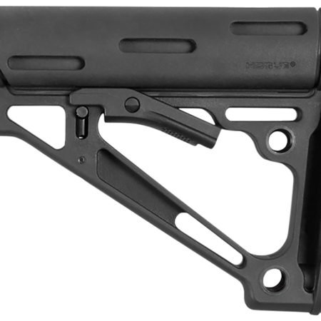 Hogue 15040 OverMolded Collapsible Buttstock made of Synthetic Material with Black Finish & Overmolded Rubber for Mil-Spec AR-15, M16