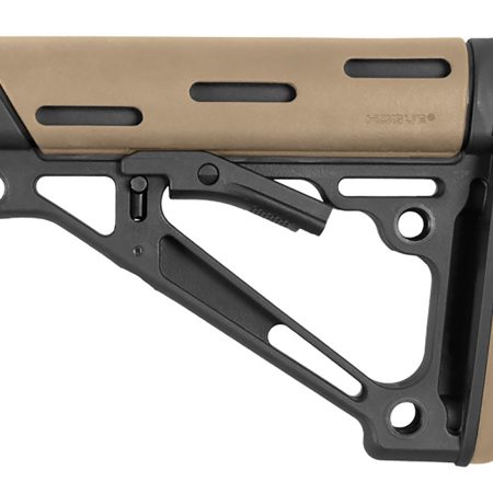 Hogue 15340 OverMolded Collapsible Buttstock made of Synthetic Material with Black Finish & Flat Dark Earth OverMolded Rubber for AR-15, M16, M4 with Mil-Spec Buffer Tube (Tube Not Included)