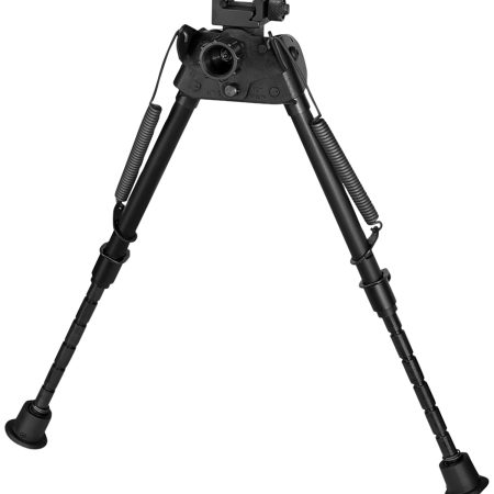 Harris Bipods S-LMP Swivel L Picatinny, 9-13", Black Steel/Aluminum, Notched Legs, Rubber Feet