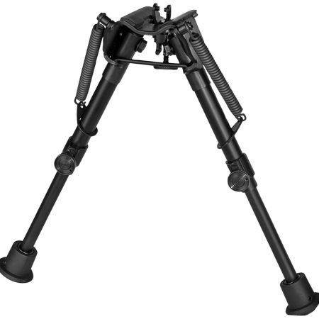 Harris Bipods 1A2-BR2 Non-Swivel BR Swivel Stud, 6-9", Black Steel/Aluminum, Self Leveling Legs, Rubber Feet (No Sling Stud Provision)