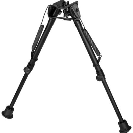 Harris Bipods 1A2-L2 Non-Swivel L Swivel Stud, 9-13", Black Steel/Aluminum, Self Leveling Legs, Rubber Feet (No Sling Stud Provision)