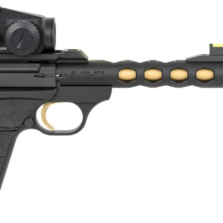 Browning 051582490 Buck Mark Vision SR 22 LR 10+1 5.90" Black Anodized/Gold Cerakote Ported Threaded Barrel, Matte Black Serrated Slide & Aluminum Frame, Vortex Crossfire Red Dot