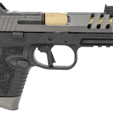 FN 66101350 509 CC Edge 9mm Luger 10+1 (3) 4.20" Threaded Gold Barrel, Black Frame, Graphite Optic & Lightening Cut Slide, Optic Height Fiber Optic Sights, Compensator (No Manual)
