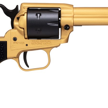 Heritage Mfg RR22S4 Rough Rider  22 LR 6 Shot 4.75" Gold Cerakote Steel Barrel & Frame, Black Satin Cylinder, Black Polymer Grips Features Black Accents