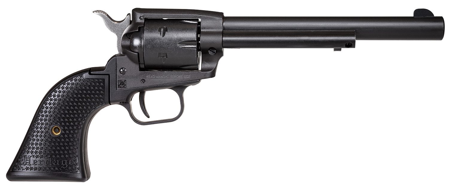 Heritage Mfg SRR22BS6PG Rough Rider 22 LR 6 Shot, 6.50" Black Satin Steel Barrel, Frame & Cylinder, Black Star Polymer Grip, Manual Thumb Safety, Exposed Hammer