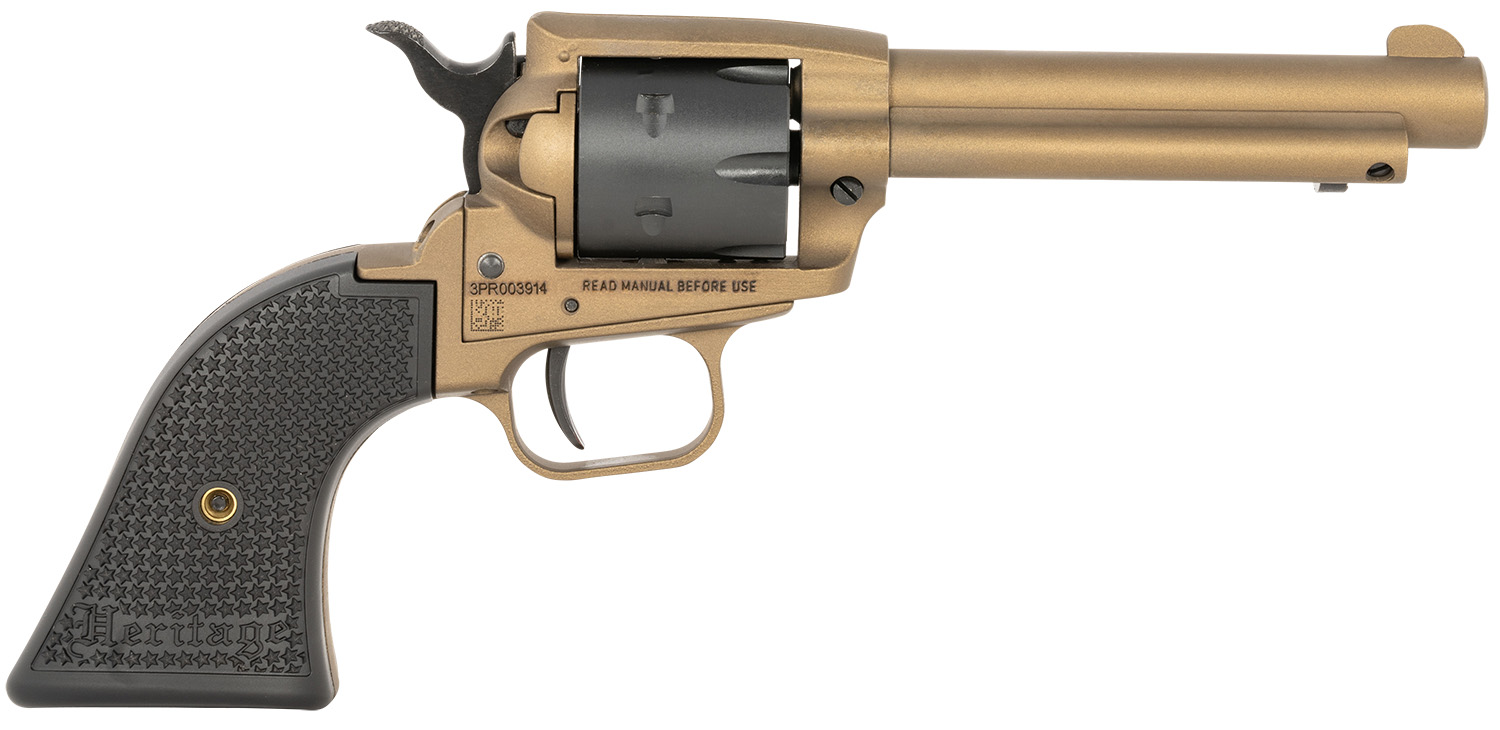 Heritage Mfg SRR22A4 Rough Rider 22 LR 6 Shot, 4.75" Burnt Bronze Cerakote Steel Barrel, Frame, Black Satin Cylinder, Black Polymer Grip, Hammer/Thumb Safety, Exposed Hammer