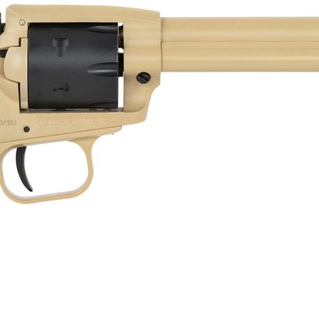 Heritage Mfg SRR22V6 Rough Rider  22 LR 6 Shot, 6.50" Sabre Sand Cerakote Steel Barrel & Frame, Black Satin Cylinder, Black Polymer Grip, Hammer/Thumb Safety, Exposed Hammer