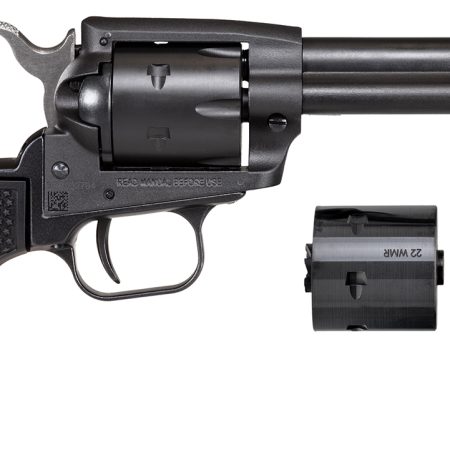 Heritage Mfg SRR22MBS4PG Rough Rider  22 LR/22 WMR 6 Shot, 4.75" Black Satin Steel Barrel, Frame & Cylinder, Black Polymer Grip, Exposed Hammer
