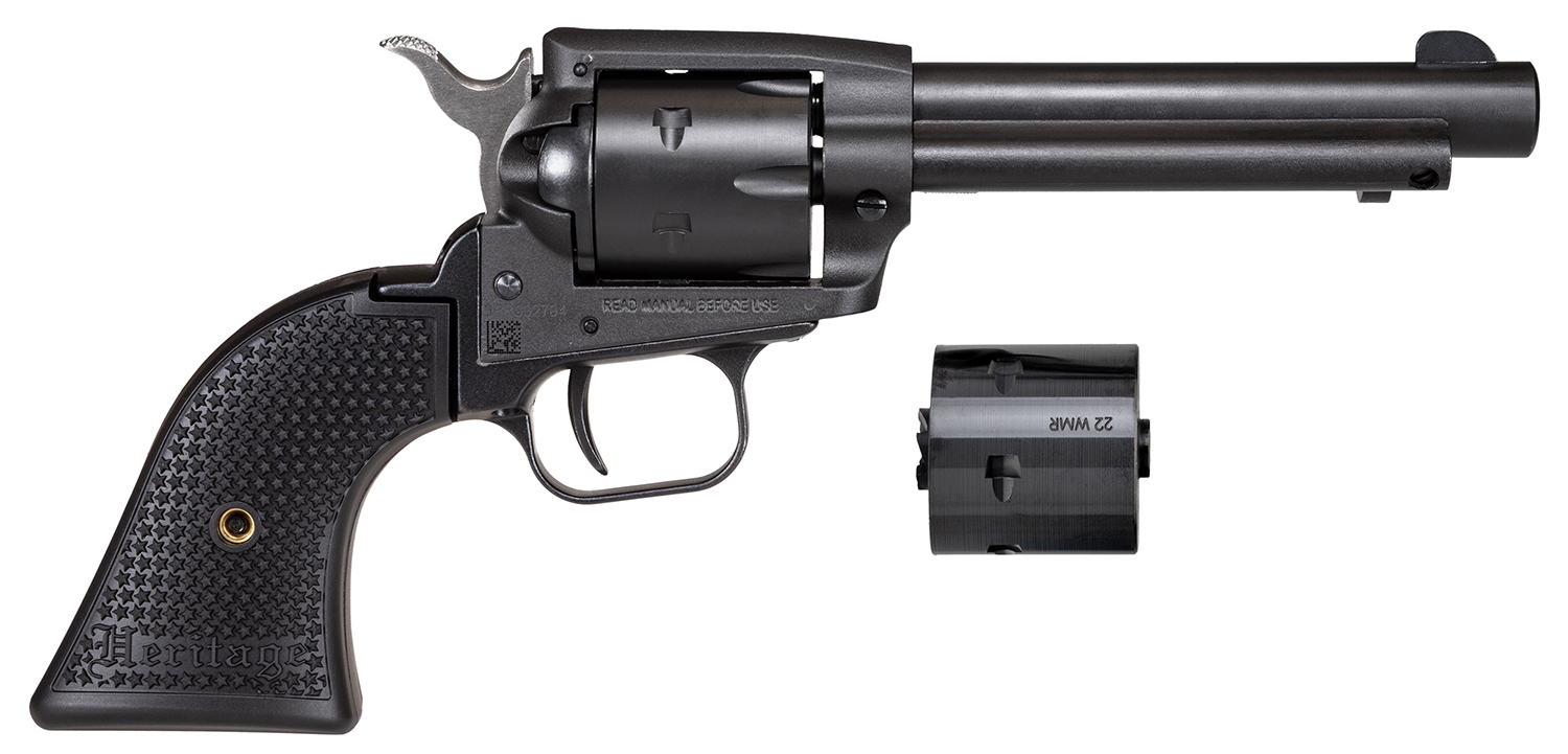 Heritage Mfg SRR22MBS4PG Rough Rider 22 LR/22 WMR 6 Shot, 4.75" Black Satin Steel Barrel, Frame & Cylinder, Black Polymer Grip, Exposed Hammer