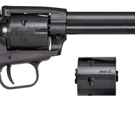 Heritage Mfg SRR22MBS6PG Rough Rider 22 LR/22 WMR 6 Shot/ 6.50" Black Satin Steel Barrel, Frame & Cylinder, Black Polymer Grip, Hammer/Thumb Safety, Exposed Hammer
