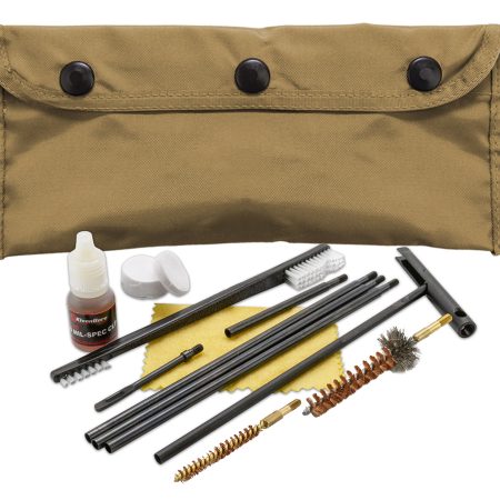 KleenBore POU302T Modular Cleaning Kit Coyote Tan Multi-Caliber Handgun/Rifle Bronze/Nylon Bristles Nylon Case
