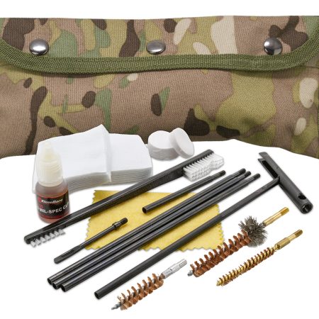 KleenBore POU303MC Modular Cleaning Kit Multi-Caliber Handgun/Rifle Bronze/Nylon Bristles Nylon Multi-Cam Case