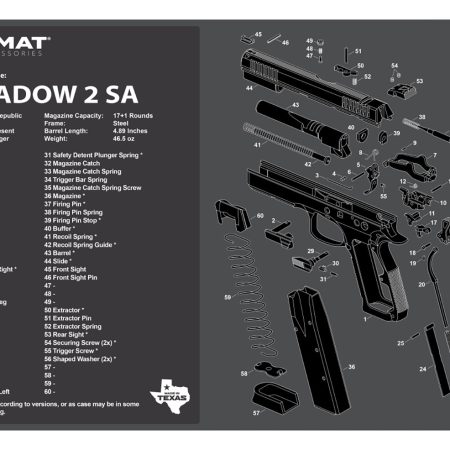 TekMat TEKR17CZSHDW2 CZ Shadow 2 SA Cleaning Mat Black/White Rubber 11"x17" CZ-75 Shadow 2 SA Diagram