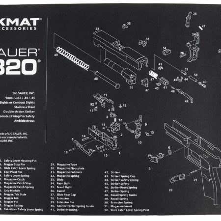 TekMat TEKR17SIGP320 Sig Sauer P320 Cleaning Mat Black/White Rubber 11"x17" Sig P320 Parts Diagram
