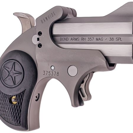 Bond Arms BARHR Rawhide  38 Special/357 Mag 2 Shot 2.50" Rough Matte Stainless Steel Barrel & Frame, Black Rubber Grips