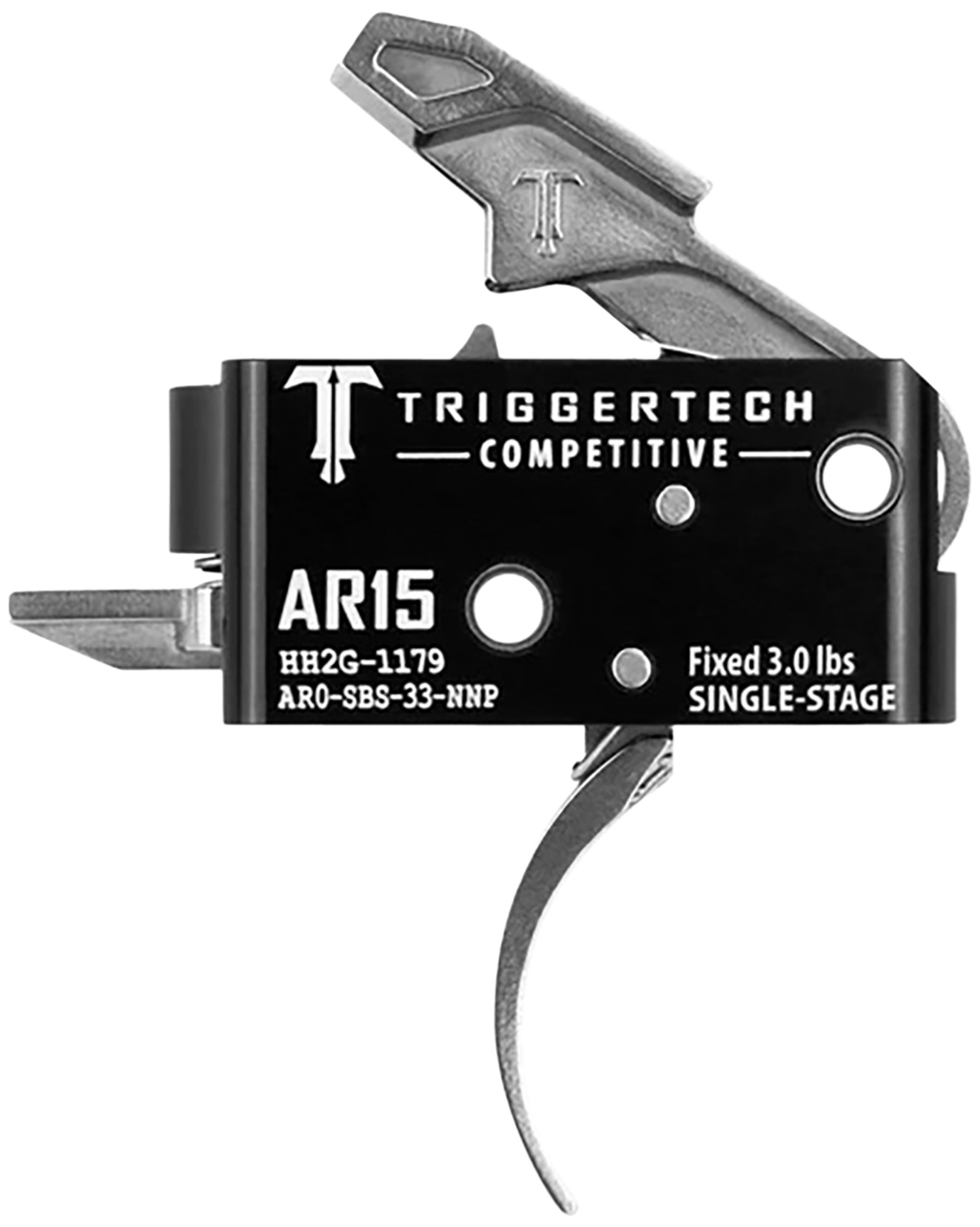 TriggerTech AR0SBS33NNP Competitive Stainless Pro Curved Single-Stage 3 lbs Fixed for AR-15