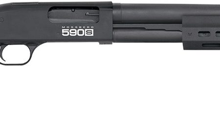 Mossberg 51604 590S 12 Gauge Pump 3" 13+1 20" Matte Blued Steel Barrel, Matte Blued Optic Ready Receiver, Fixed Black Synthetic Stock, Right Hand