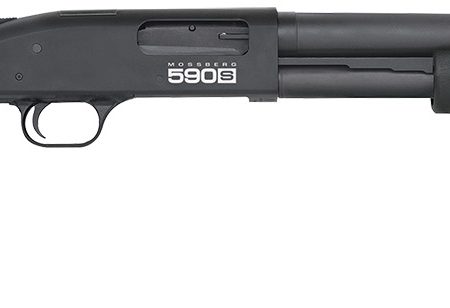 Mossberg 51605 590S  12 Gauge Pump 3" 9+1 18.50" Matte Blued Steel Barrel, Matte Blued Optic Ready Receiver, Fixed Black Synthetic Stock, Right Hand