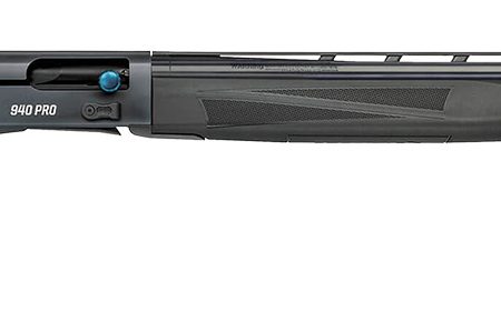 Mossberg 85159 940 Super Bantam Full Size 12 Gauge Semi-Auto 3" 4+1 26" Matte Blued Vent Rib Barrel, Tungsten Gray w/Blue Accents Stainless Steel Receiver, Adjustable Black Synthetic Stock, Right Hand
