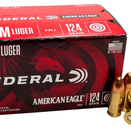 Federal AE9AP100 American Eagle Handgun 9mmLuger 124gr Full Metal Jacket 100 Per Box/5 Case