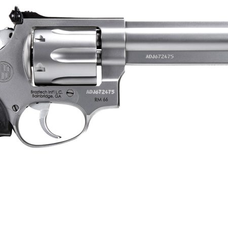 Rossi 2RM669 RM66  357 Mag 6 Shot 6"  Satin Stainless Steel Barrel, Cylinder & Frame Black Checkered Rubber Grip