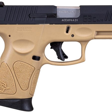Taurus 1G3C931T G3C  Compact Frame 9mm Luger 12+1 3.26" Matte Stainless Steel Barrel, Matte Black Tenifer Serrated Steel Slide, Tan Polymer Frame w/Picatinny Rail, Black Polymer Grip, Right Hand