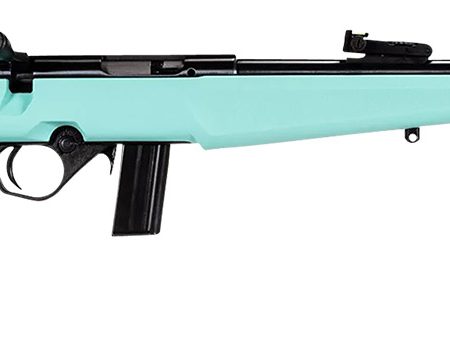 Rossi RB22 Compact 22 LR 10+1, 16" Matte Black Button Rifled Free Floating Steel Barrel, Matte Black Stainless Steel Receiver, Cyan Monte Carlo Stock, Right Hand