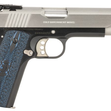 Colt Mfg O5970GCLTT Gold Cup Lite 45 ACP 8+1 5" Stainless National Match Barrel, Brushed Stainless Serrated Slide, Black/Stainless Stainless Steel Frame w/Beavertail, Blue Scalloped Checkered G10 Grip