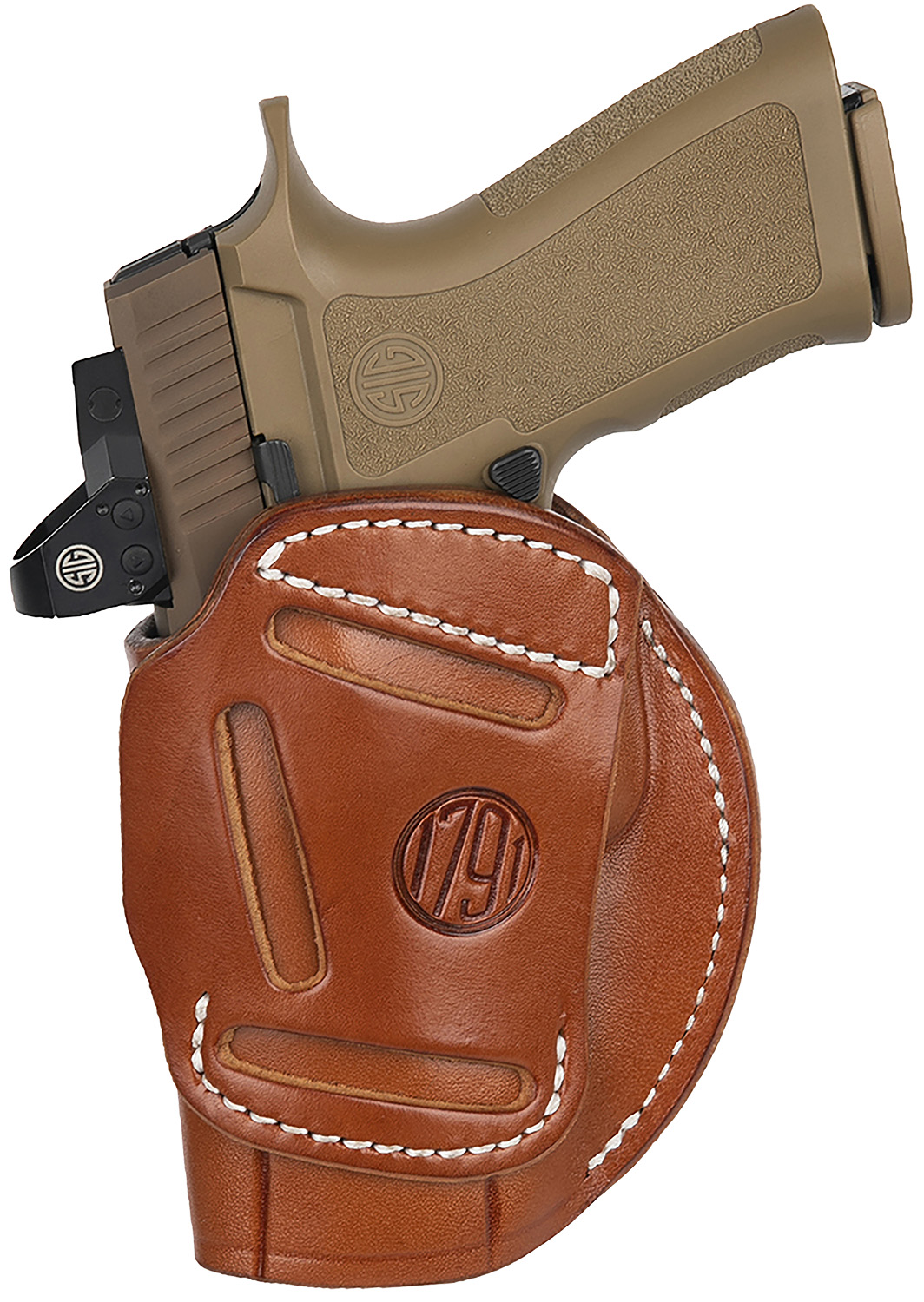 1791 Gunleather 4WH6CBRR 4-Way IWB/OWB Size 06 Classic Brown Leather Belt Clip Compatible w/ Glock 17/Ruger American Pistol Right Hand