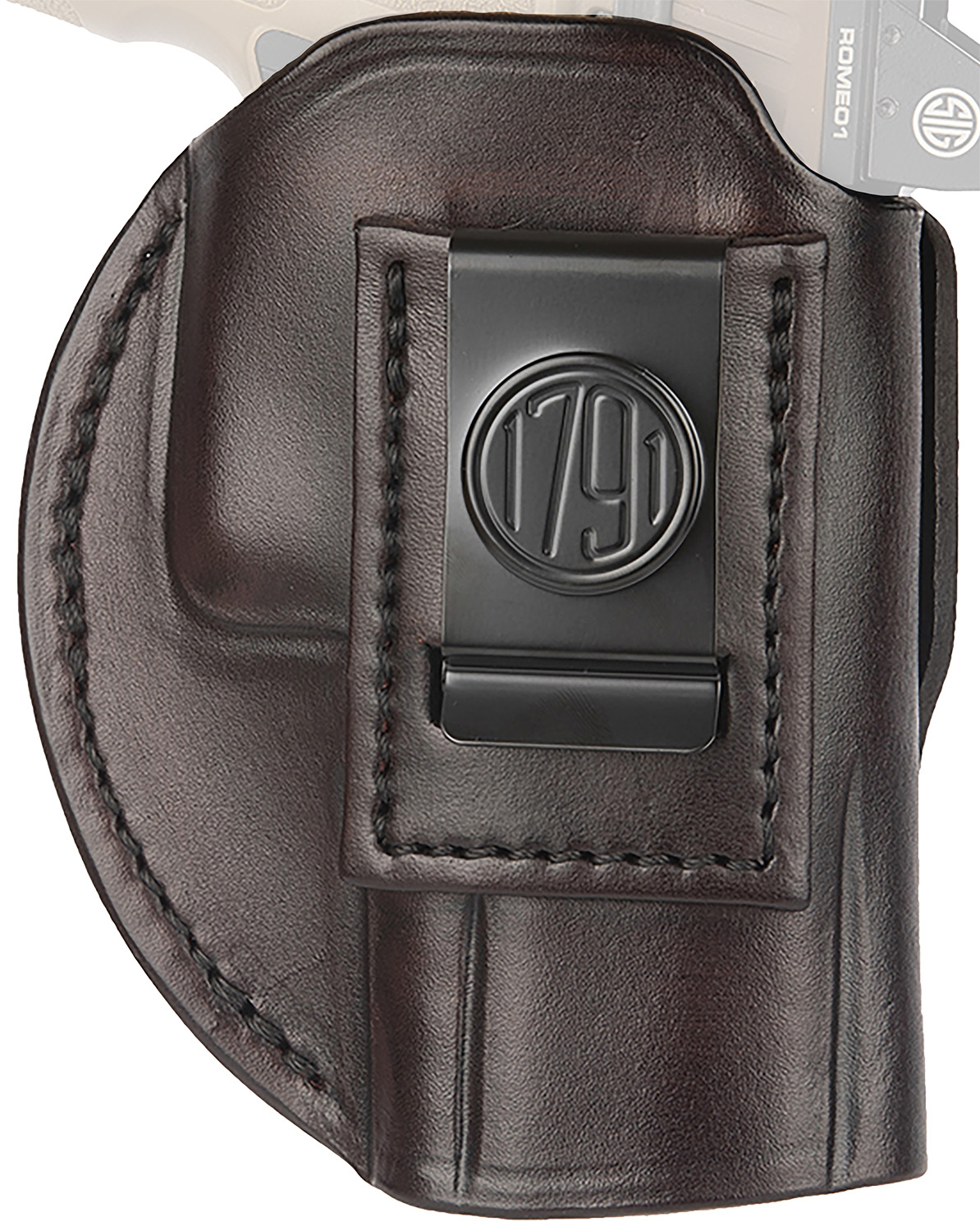 1791 Gunleather 4WH6SBRR 4-Way IWB/OWB Size 06 Signature Brown Leather Belt Clip Compatible w/ Glock 21/Sig P225 Right Hand