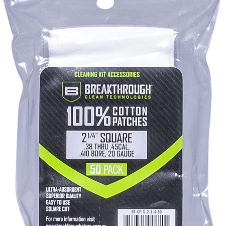 Breakthrough Clean BTCPS21450 Square Cleaning Patches  For .38-.45 Cal & .410-20 Gauge 2.25" 50 Pack/6 per case
