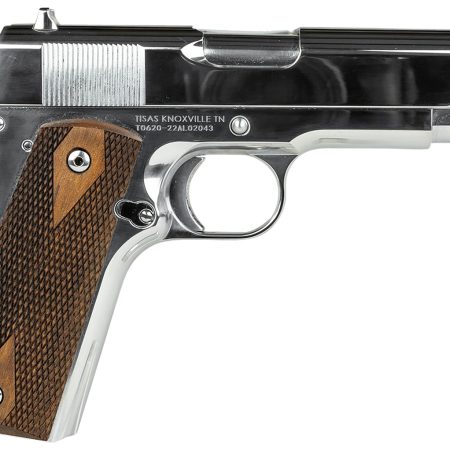 SDS Imports 10100112 1911A1 Desperado 38 Super/9mm Luger 9+1 4.25" Hard Chrome Plated Barrel, High Polished Chomium Coated Serrated Steel Slide & Frame w/Beavertail, Checkered Wood Grips