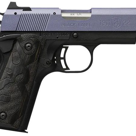 Browning 051894490 1911 Black Label Compact Frame 22 LR 10+1, 3.63" Matte Stainless Steel Barrel, Crushed Orchid Cerakote Serrated Slide, Matte Black Polymer Frame w/Beavertail