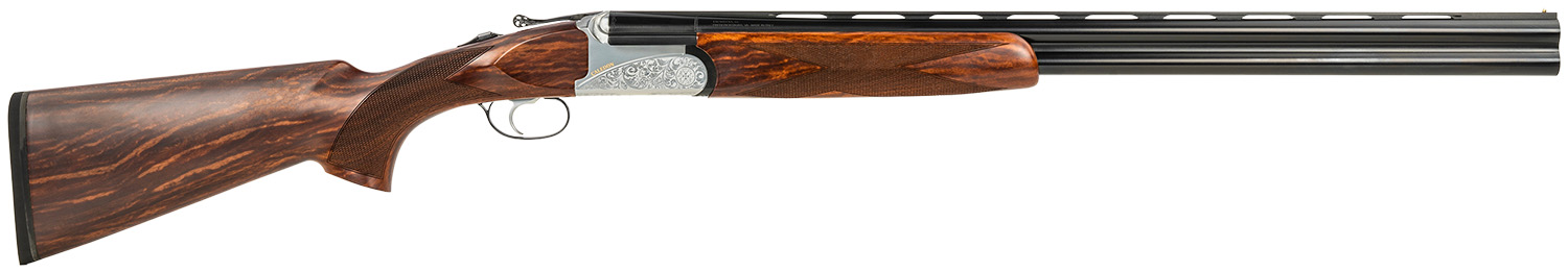 Fausti Usa, Inc 15103 Caledon 12 Gauge 3" 2rd 26" Blued Barrel, Engraved Stainless Rec, Wood Laser Grain Stock, Metallic Bead Sight