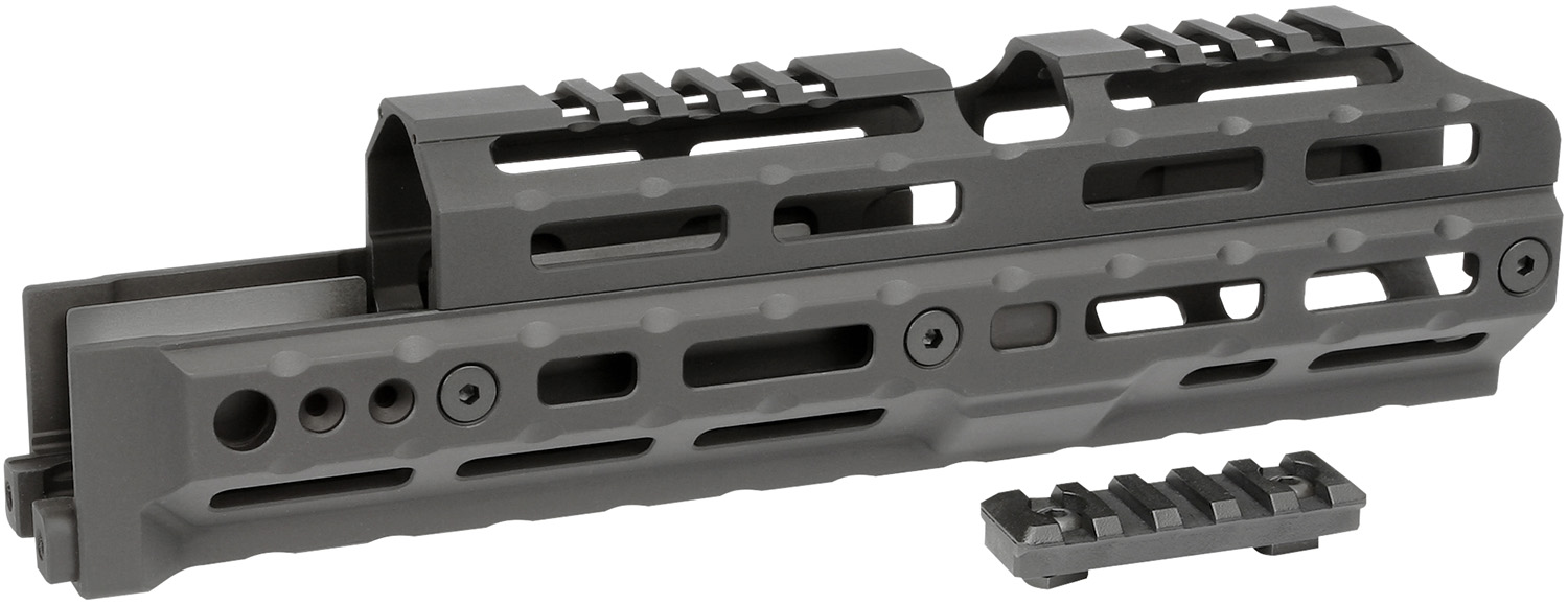 Midwest Industries MIAKALPHA100 Alpha Drop-in Aluminum Black Hardcoat Anodized 5 Slot Picatinny Rail AK-Platform 10" Long Compatible w/M-LOK