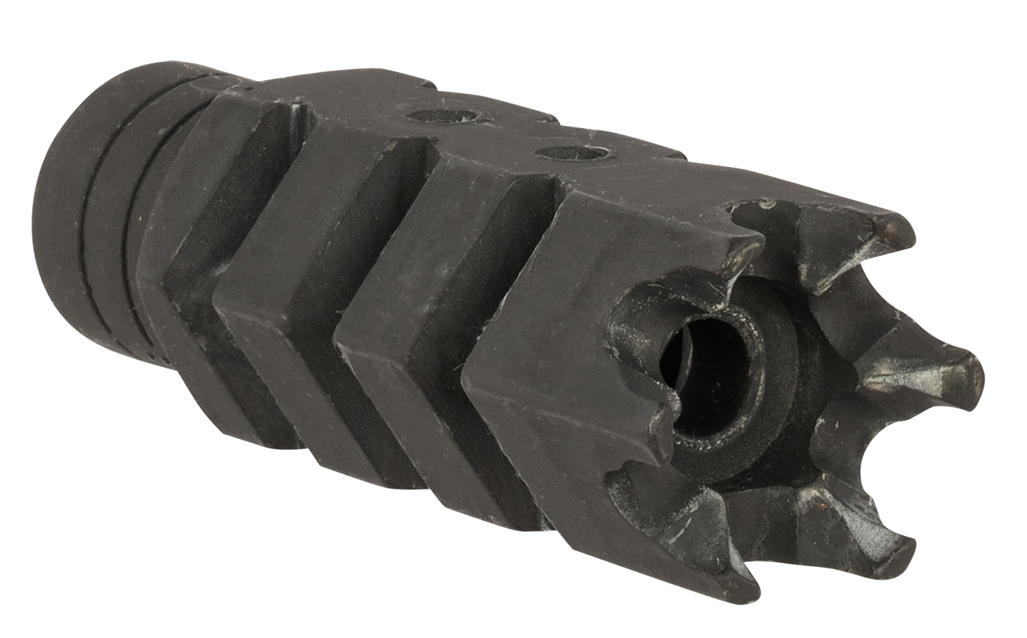 ATI Outdoors A5102251 Shark Muzzle Brake Black Oxide Steel with 1/2"-28 tpi Threads for .223 Cal/5.56 AR-15
