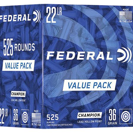 Federal 747 Champion Training Value Pack 22LR 36gr Lead Hollow Point 525 Per Box/10 Case